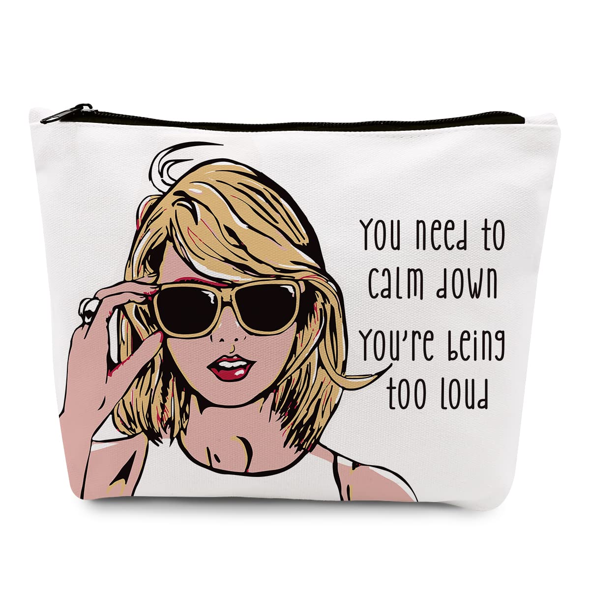 Bag Makeup Bag Travel Toiletry Bag for Women Music Lover Gift TS Fans Song Lyrics Gift Singer Merchandise for Fans Friends Girls, Friendship Birthday Christmas Gift, You Need to Calm Down Album