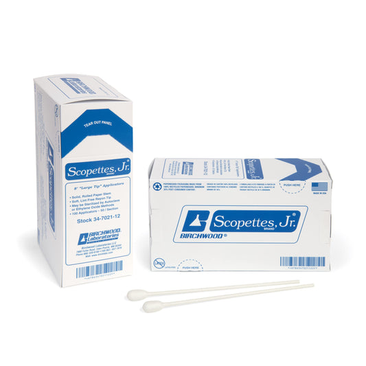 Birchwood - 8" Scopettes, Jr."Single Ended Large Tip 8" Swab - box of 100 Applicators (Set of 2)