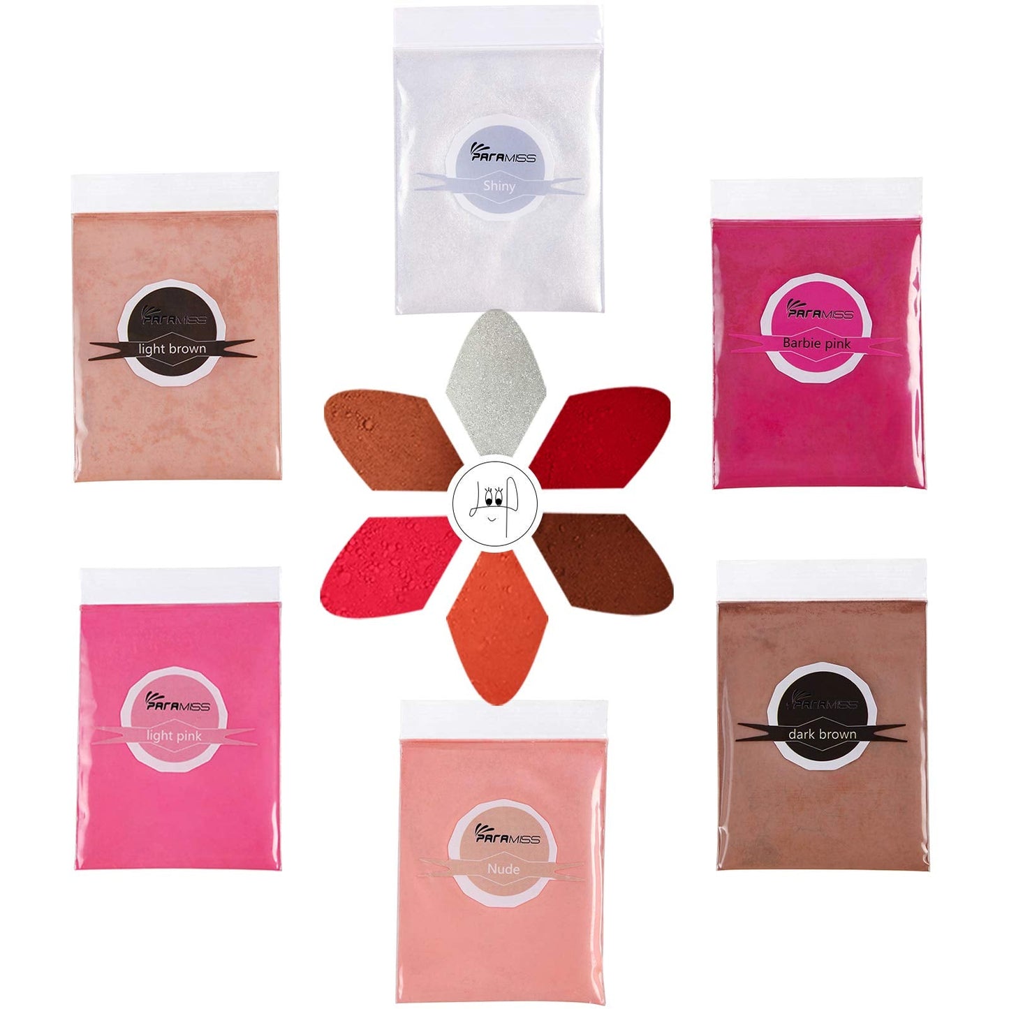 PARAMISS Lip Gloss Pigment Powder Natural Lip Dye 5 Colors x 10G and White Metallic Shimmer Pearl Glitter Pigment Powder for Lip Gloss Lipstick Eyeshadow Cosmetic Grade Lip Gloss Color Pigment