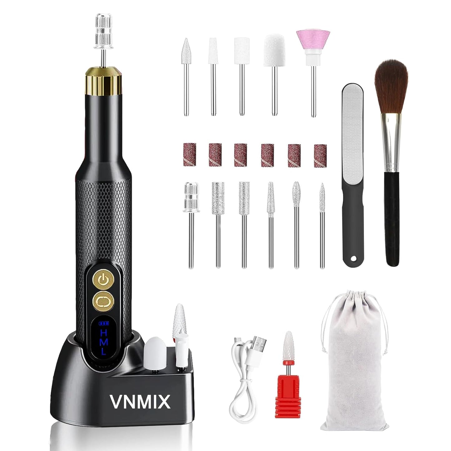 Professional Electric Nail Drill - Electric Nail File - Cordless Nail Drill - Acrylic Dip Power - Rechargeable Nail Drill Machine Set Easy Manicure Pedicure