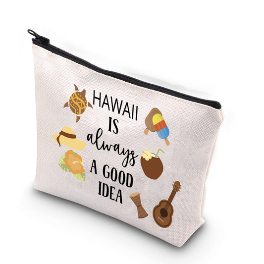 TSOTMO Hawaii Beach Bachelorette Party Bag Hawaii Is Always A Good Idea Hawaii Girls Trip Matching Makeup Bag (Good idea Hawaii)