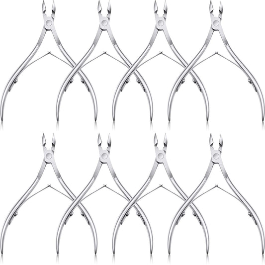 8 Pieces Cuticle Nippers Stainless Steel Cuticle Trimmer Pointed Blade Cuticle Cutter Clipper Dead Skin Remover Scissors Manicure Tools for Fingernails and Toenails (Silver)