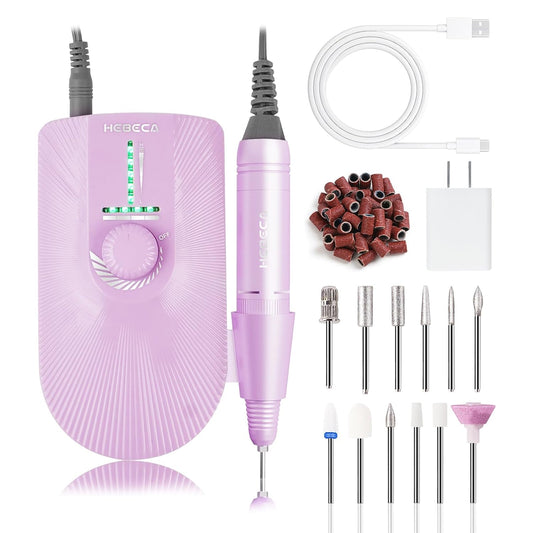 Professional Nail Drill 35000RPM, Rechargeable & Cordless Electric Nail File Drill Machine with 12 Bits and 26pcs Sanding Bands for Acrylic Gel Nails, Salon and Home Use T18