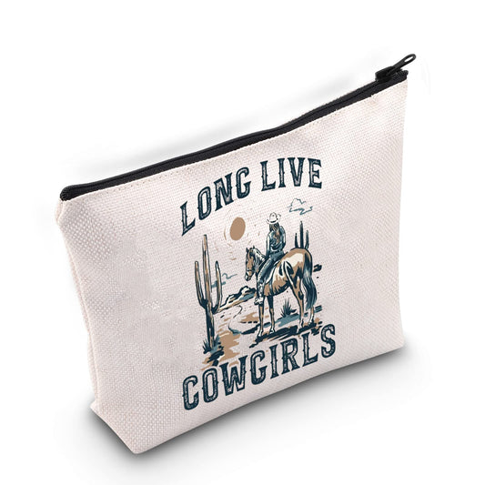 BLUPARK Western Gift Western Rodeo Zipper Bag Long Live Cowgirl Makeup Bag Western Women Cosmetic Bag Western makeup bag Cowgirl Gift Women Wild Vintage Gift（Long Live Cowgirl ）