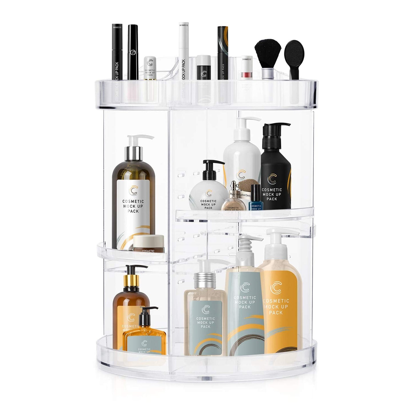 COOLBEAR Rotating Makeup Organizer, 360 Spinning Round Cosmetics Storage for Skincare Cream Perfume Lotion, Save Bathroom Dresser Counter Space (Clear Acrylic)