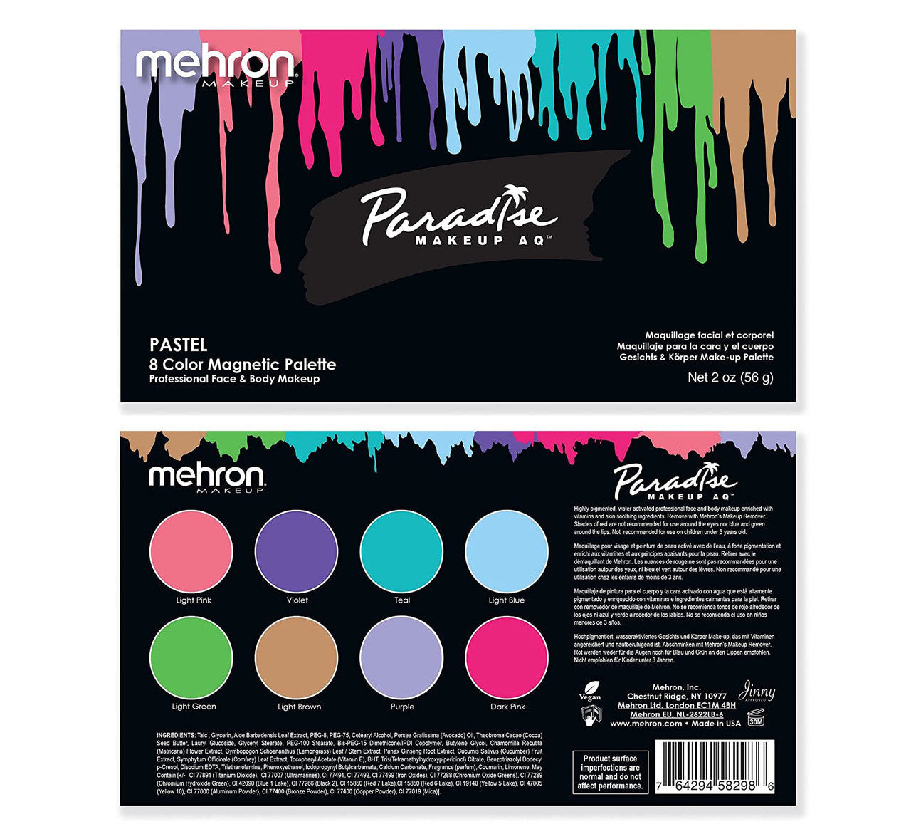 Paradise Makeup AQ™ - 8 Color Magnetic Refillable Palette Pastel