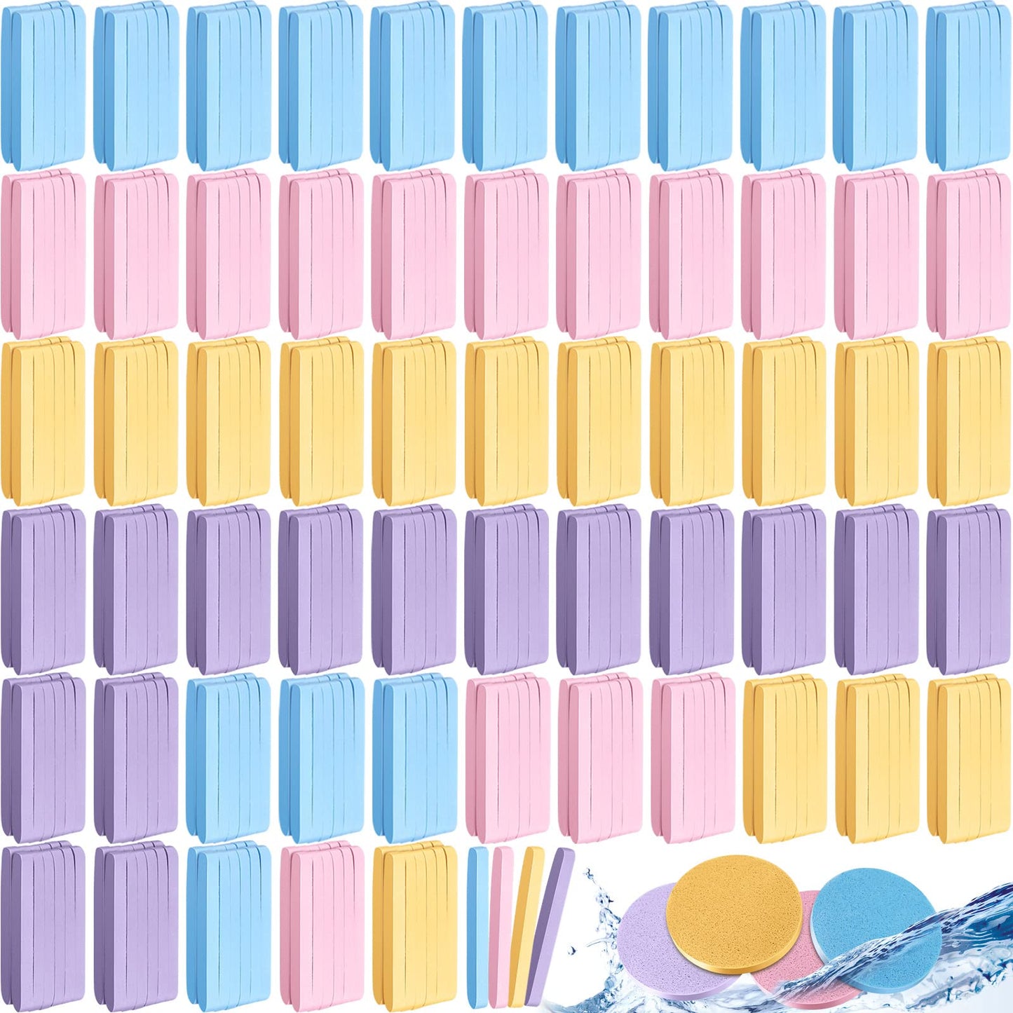 720 Count Makeup Facial Sponges Compressed Facial Sponges Exfoliating Face Sponges for Cleansing Removal Sponge Pads Wash Round Face Sponge for Women Girls Face Wash Cleansing Makeup, 4 Colors