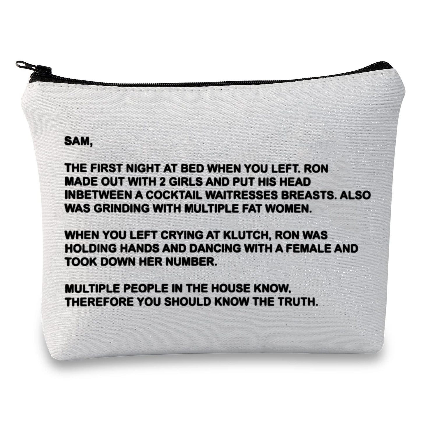 TV Series Inspired Gift The Note to Sam Makeup Bag The Letter Cosmetic Bag Travel Pouch with Zipper for Fans (The Letter Fluorescent White)