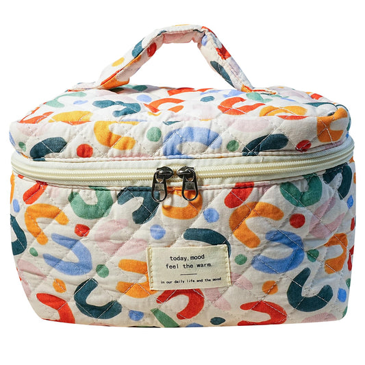 yisinuoo Cotton Makeup Bags Portable Zipper Makeup Travel Bag Cute Cosmetic Bag Travel Toiletry Bag for Women Girls Gifts (Colorful-UU)