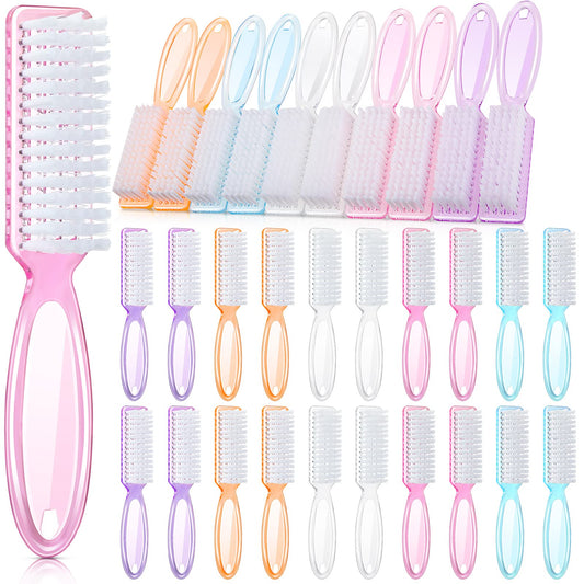 Patelai 30 Pcs Nail Scrubber Brushes Nail Brush for Cleaning Fingernails Handle Grip Manicure Brushes Pedicure Cleaning Brushes for Toes and Fingernail Cleaning, 5 Colors (Light Colors)
