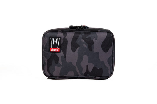 DIME BAGS Omerta Goodfella with Lock | Carbon Filter Locking Padded Pod | Activated Carbon Technology and TSA-Approved Combination Lock (10 inch, Camo)