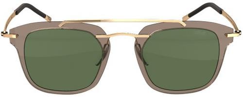 silhouette explorer 8690 sunglasses hand made in austria, eyewear, eyeglasses, glasses, prescription optical, gold titanium, spx plastic, green g15 gradient lens. Aviator style front view
