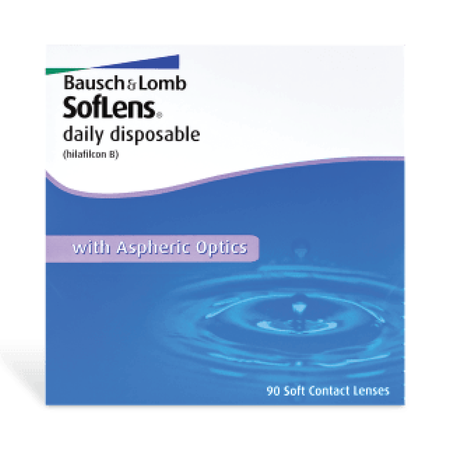 SoftLens Daily Disposable Bausch & Lomb contact lens - v sense optics bausch and lomb b&l monthly replacement thin comfort on eyes cornea wettability clear sharp vision sphere silicone hydrogel PC technology oxygen 90 pack