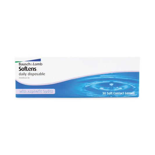 SoftLens Daily Disposable Bausch & Lomb contact lens - v sense optics bausch and lomb b&l monthly replacement thin comfort on eyes cornea wettability clear sharp vision sphere silicone hydrogel PC technology oxygen 30 pack