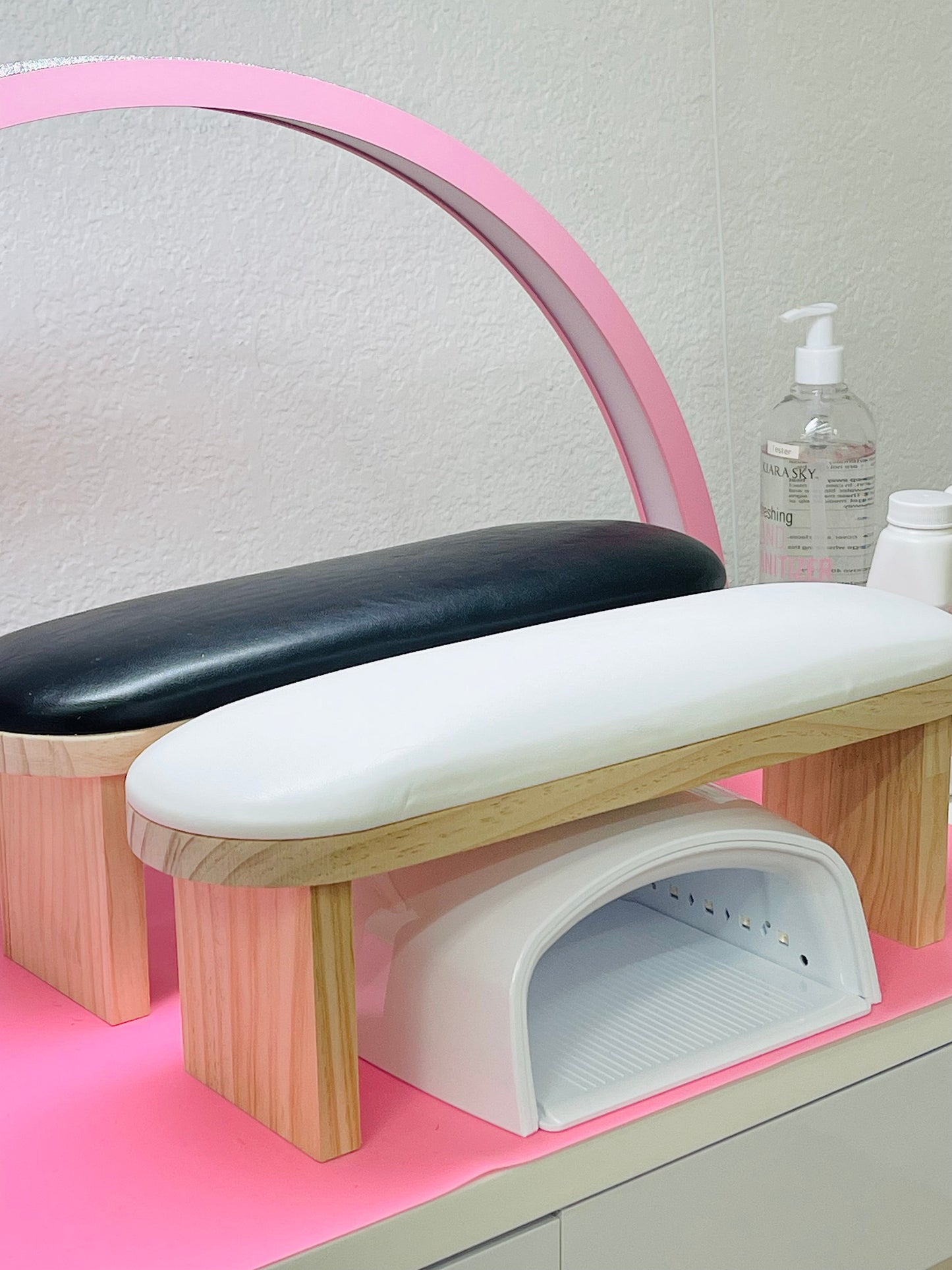 Wooden Round Leather Nail Arm Rest