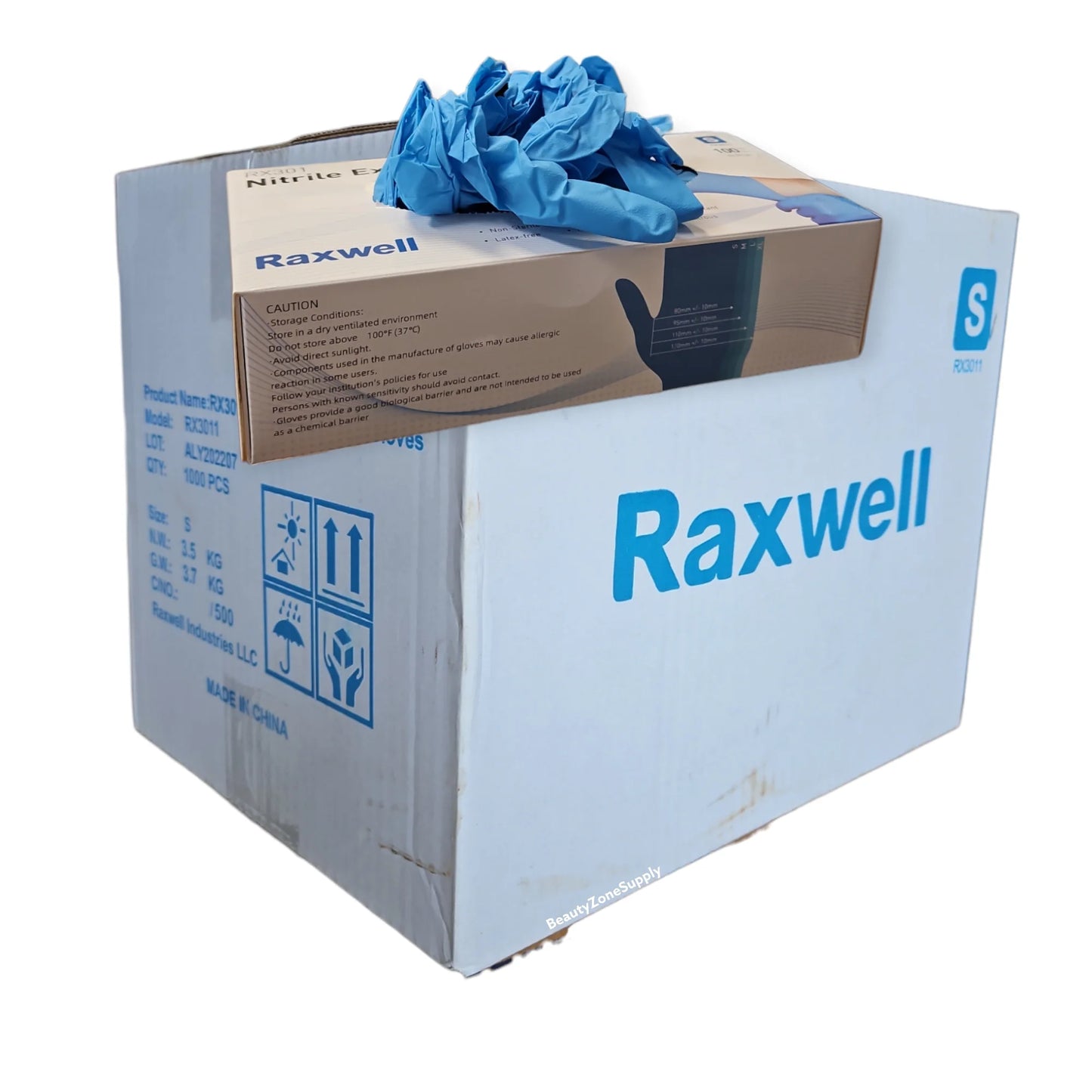 Raxwell Nitrile Examination Gloves Blue Case 10 Box