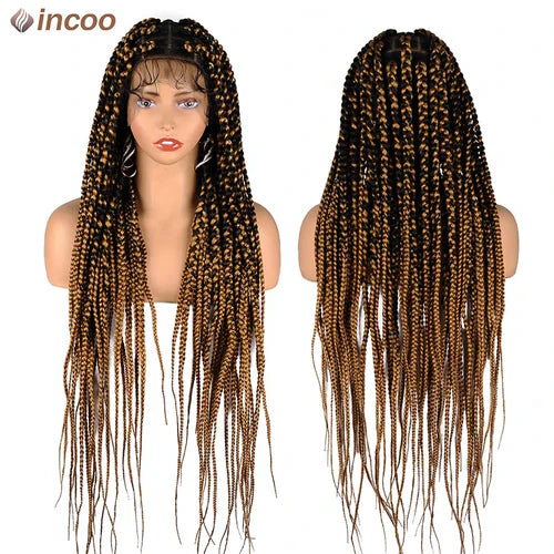 Synthetic Large Box Braided Wigs Jumbo Knotless Full Lace Front Wigs