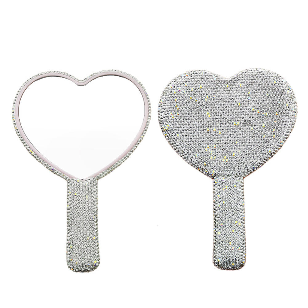 Rhinestone Heart Hand Mirror