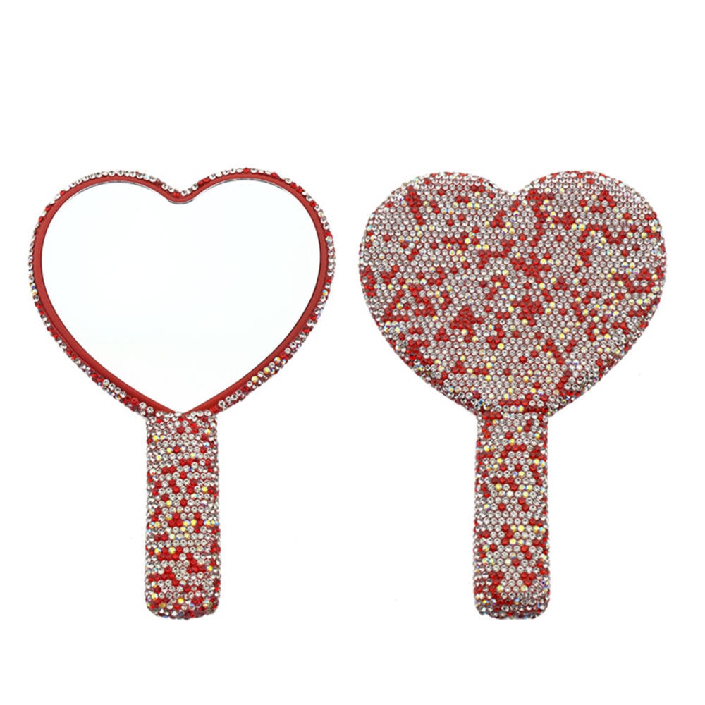Rhinestone Heart Hand Mirror