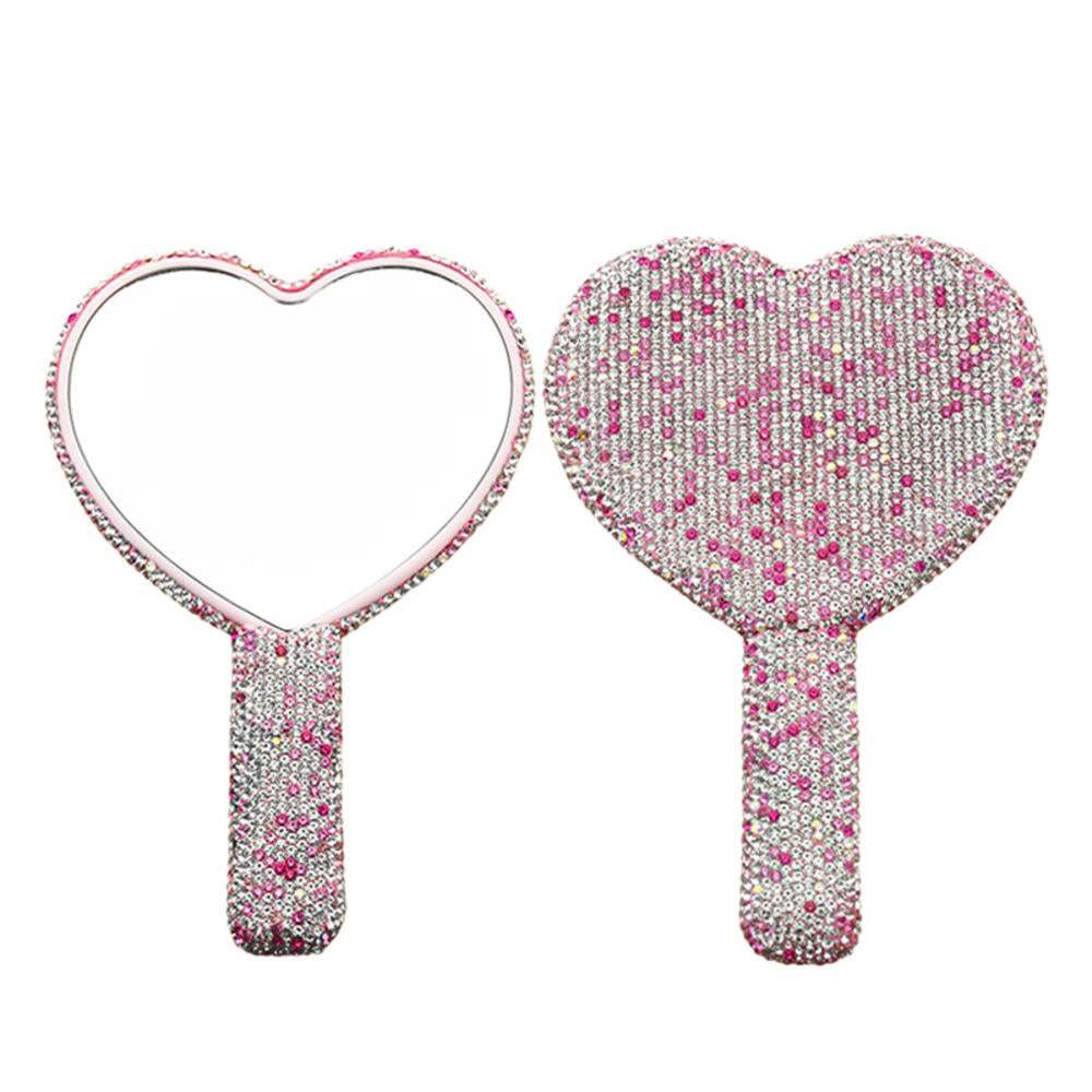 Rhinestone Heart Hand Mirror