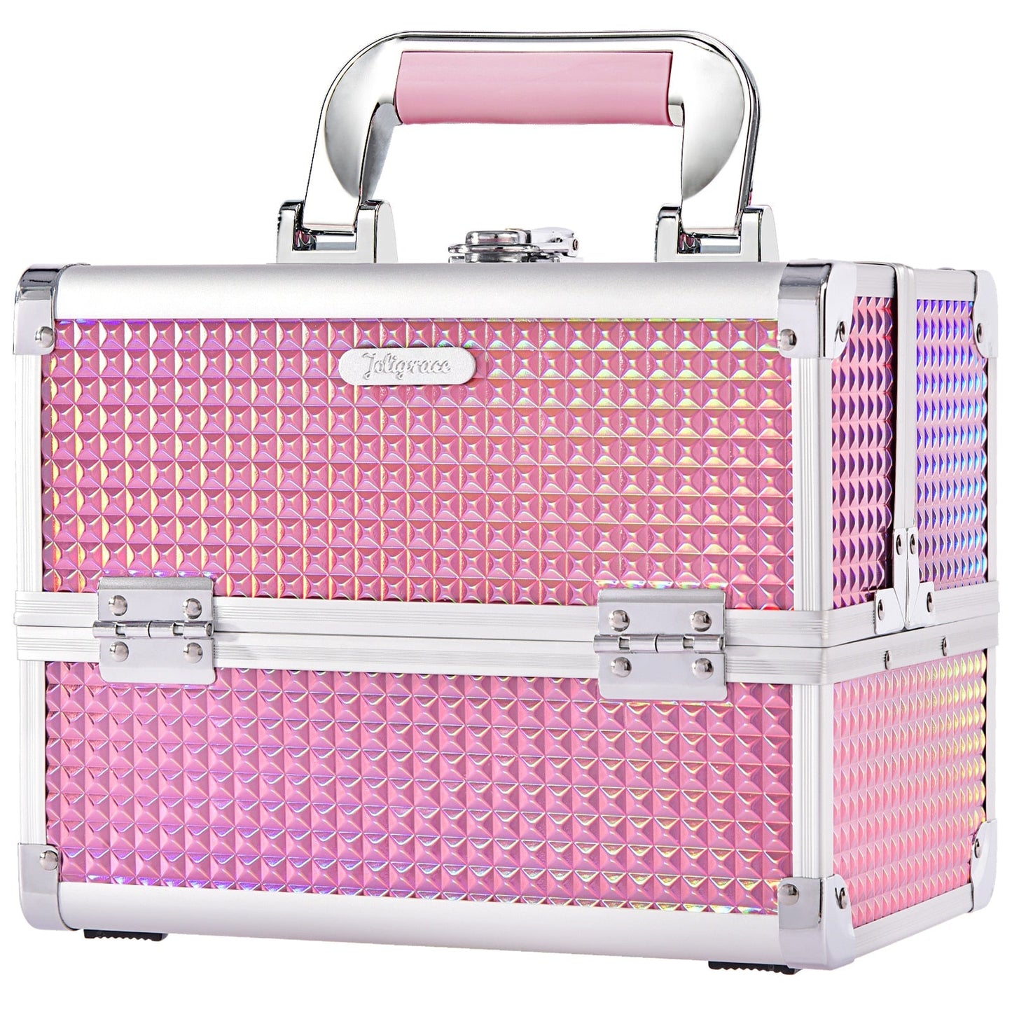 Portable Makeup Case with Mirror 2 Trays Make-up Suitcase Travel
