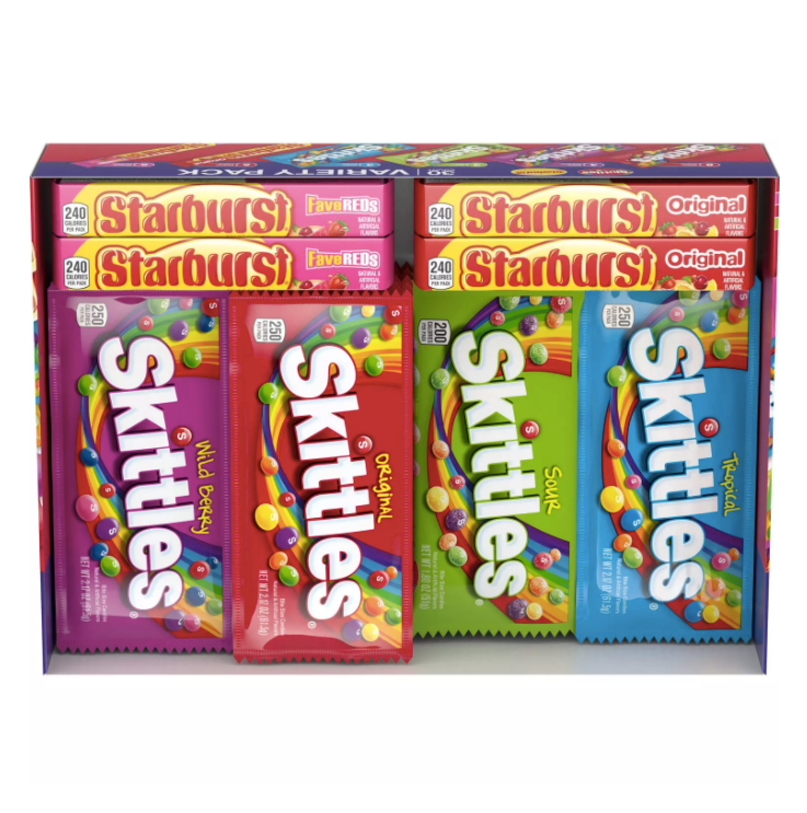 Starburst and Skittles Chewy Candy Variety Box 62.79 oz. 30 ct.