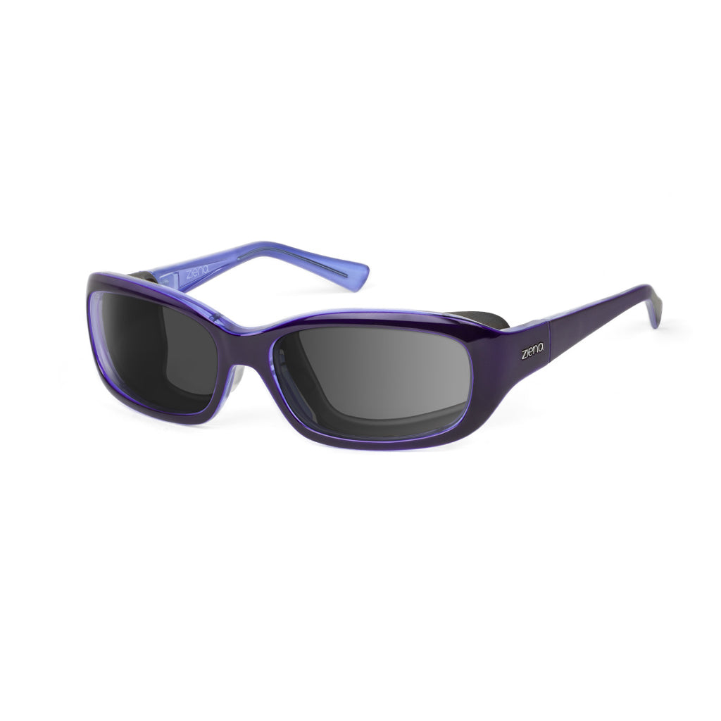 Ziena Verona in Lilac Frame with Black Eyecup and Grey Lens profile view