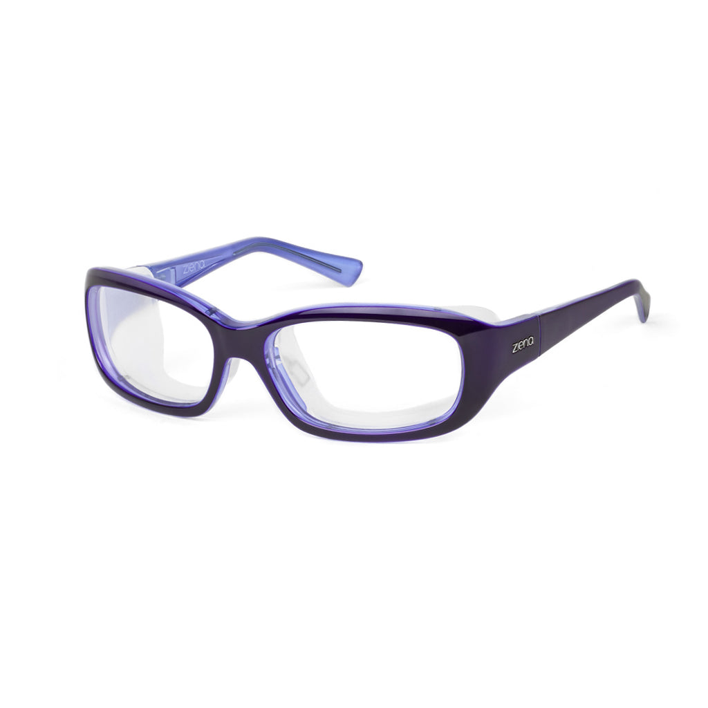 Ziena Verona in Lilac Frame with Frost Eyecup and Clear Lens profile view
