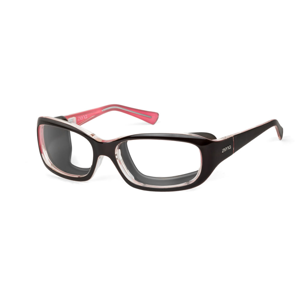Ziena Verona in Rose Frame with Black Eyecup and Clear Lens profile view