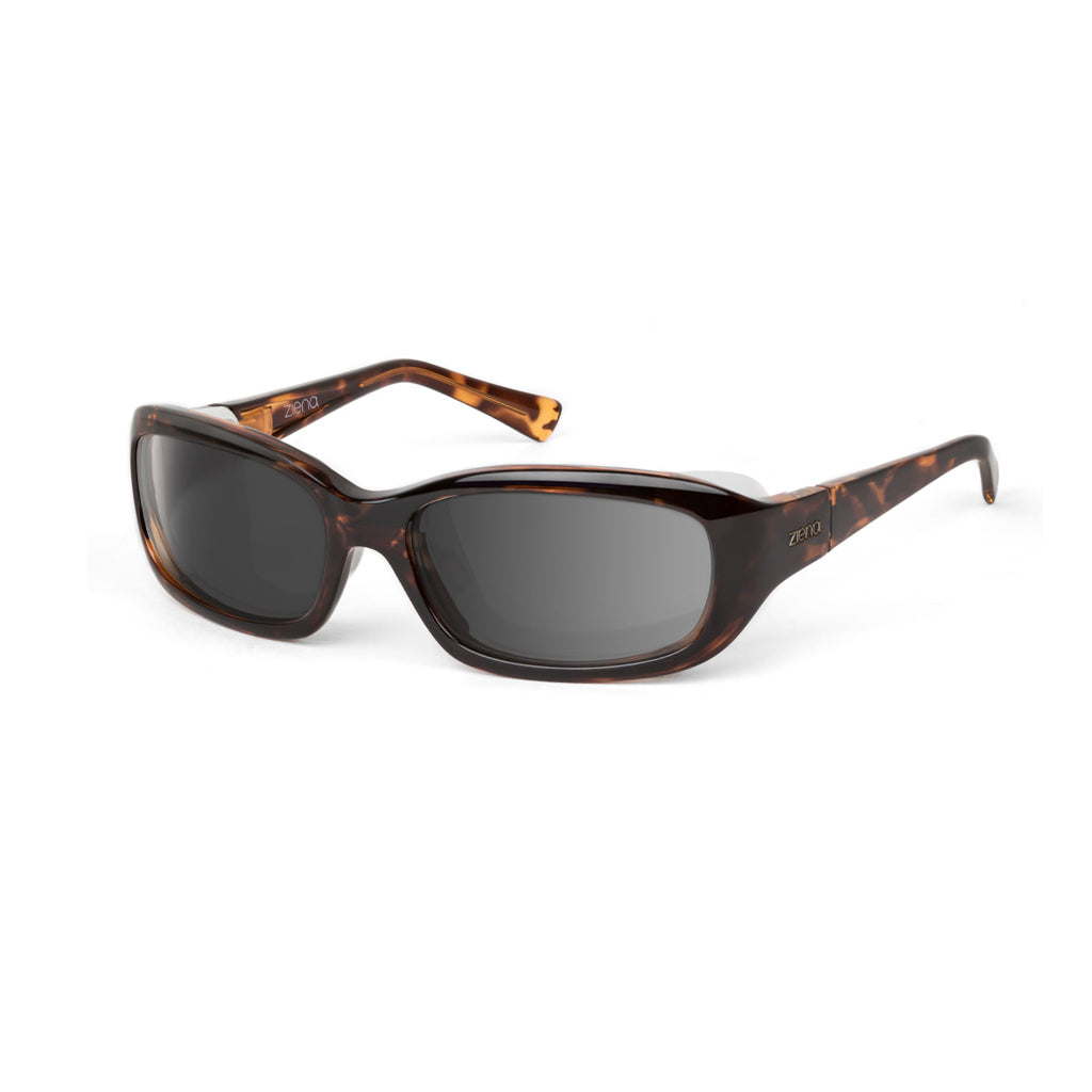 Ziena Verona in Tortoise Frame with Frost Eyecup and Grey Lens profile view