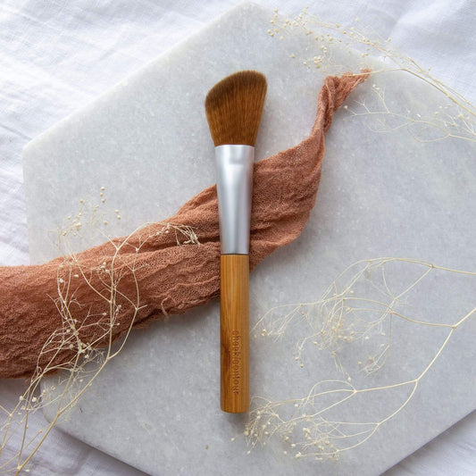 Cheek and Contour Brush - Zero Waste Makeup Brush,  Vegan, Bamboo + Taklon