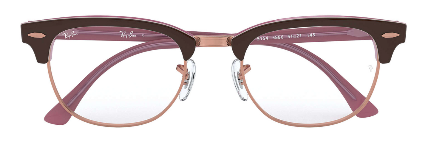 ray ban 5154 clubmaster optical glasses female male unisex iconic classic copper brown purple front view