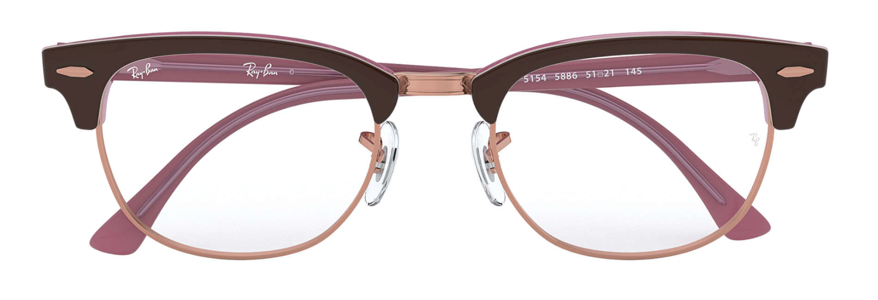 ray ban 5154 clubmaster optical glasses female male unisex iconic classic copper brown purple front view