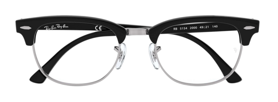 ray ban 5154 clubmaster optical glasses female male unisex iconic classic black silver 2000 prescription eyewear trendy vintage classic modern bold full of character front view
