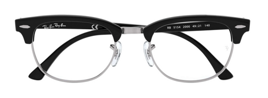 ray ban 5154 clubmaster optical glasses female male unisex iconic classic black silver 2000 prescription eyewear trendy vintage classic modern bold full of character front view