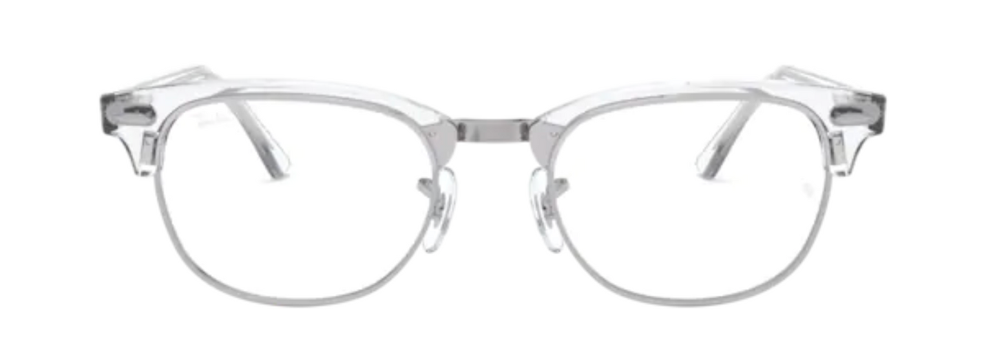 ray ban 5154 clubmaster optical glasses female male unisex iconic classic crystal silver 2001 front view