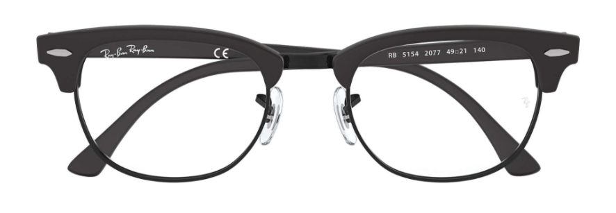 ray ban 5154 clubmaster optical glasses female male unisex iconic classic matte black 2077 front view