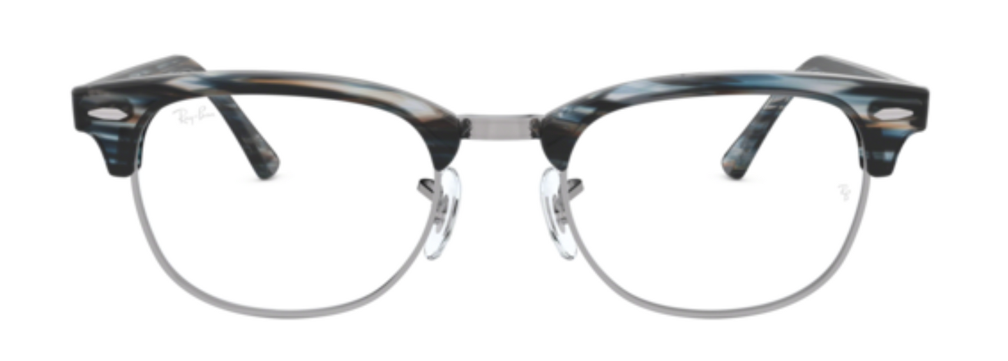 ray ban 5154 clubmaster optical glasses female male unisex iconic classic 5750 blue grey stripe silver front view
