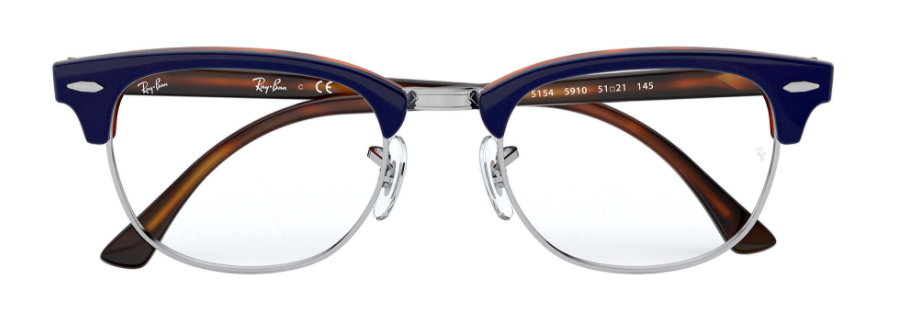 ray ban 5154 clubmaster optical glasses female male unisex iconic classic 5910 blue havana red brown front view