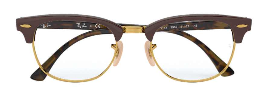 ray ban 5154 clubmaster optical glasses female male unisex iconic classic brown gold 5969 front view