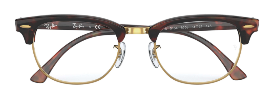 ray ban 5154 clubmaster optical glasses female male unisex iconic classic brown tortoise gold 8058 front view