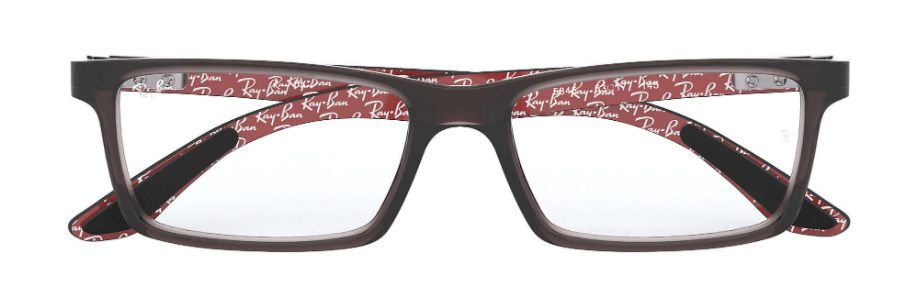 ray ban 8901 optical eyewear prescription glasses plastic acetate carbon fibre lightweight comfortable men classic traditional bold rectangular shape casual dressy trendy easy to wear business matte grey logo printing red white