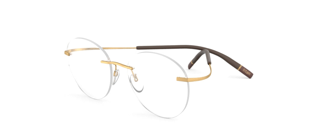 silhouette tma the icon 5541 optical prescription eyewear eyeglasses glasses, screwless, hingeless, titanium, lightweight comfortable, classic timeless, made in austria, matte gold