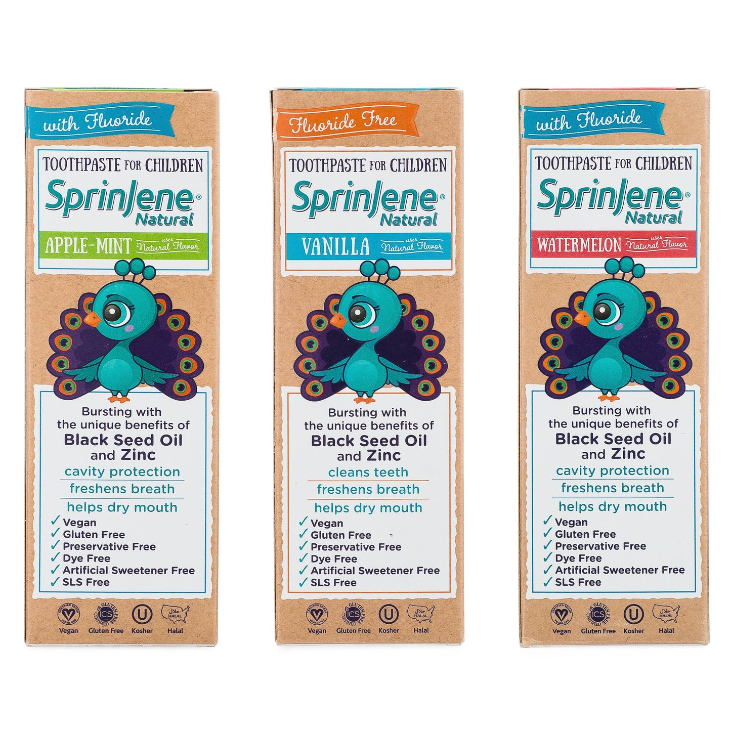 SprinJene Natural庐 Children Toothpaste (Bundle of 3 Flavors)